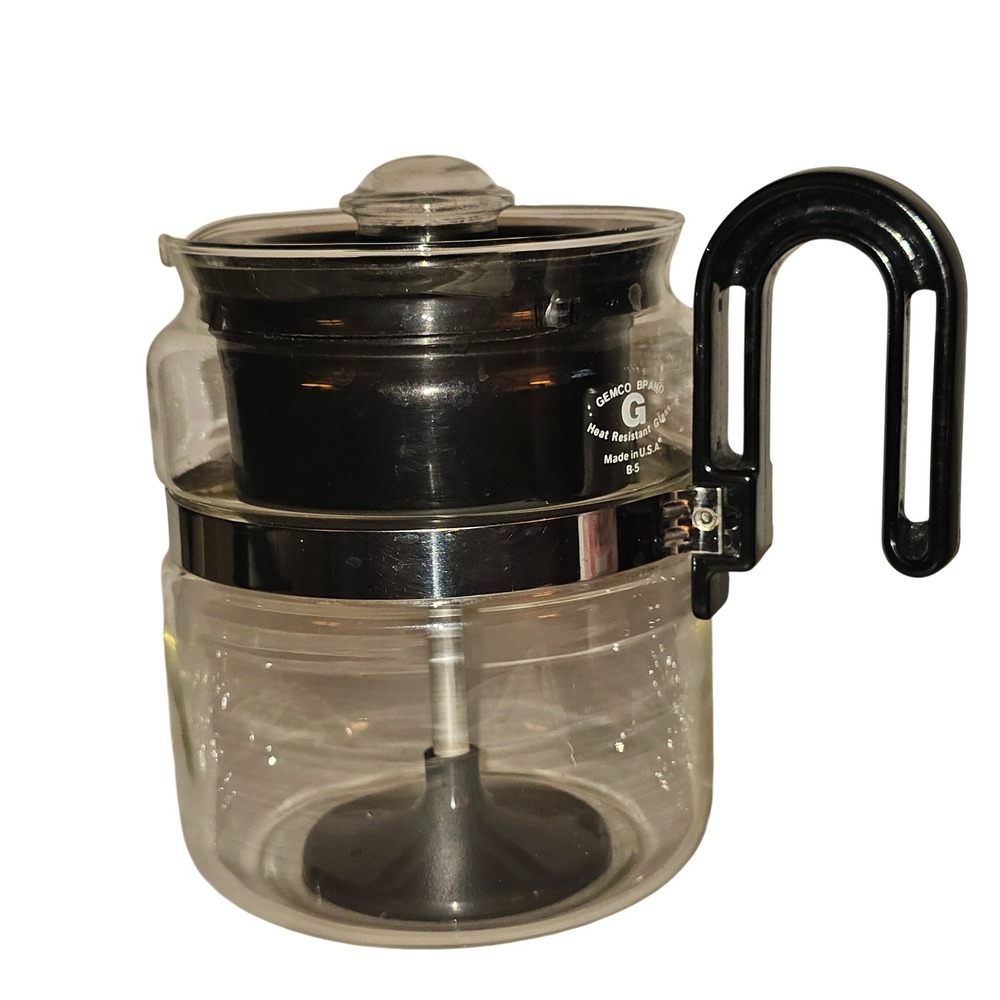 MCM Gemco Vintage Glass Stovetop Percolator Coffee Maker B-5 USA Clear Analog